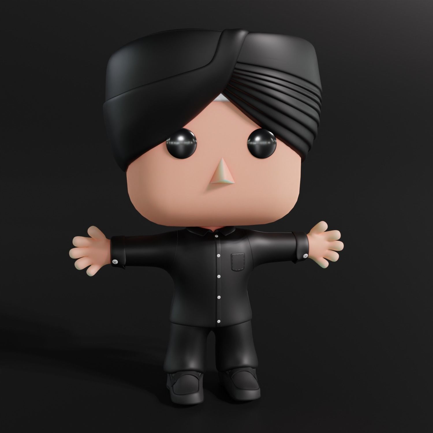 Indian Funkopop  Low-poly 3D model_1
