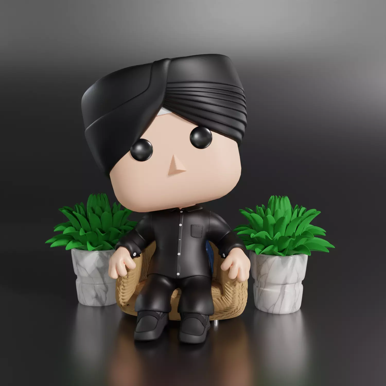 Indian Funkopop  Low-poly 3D model_0