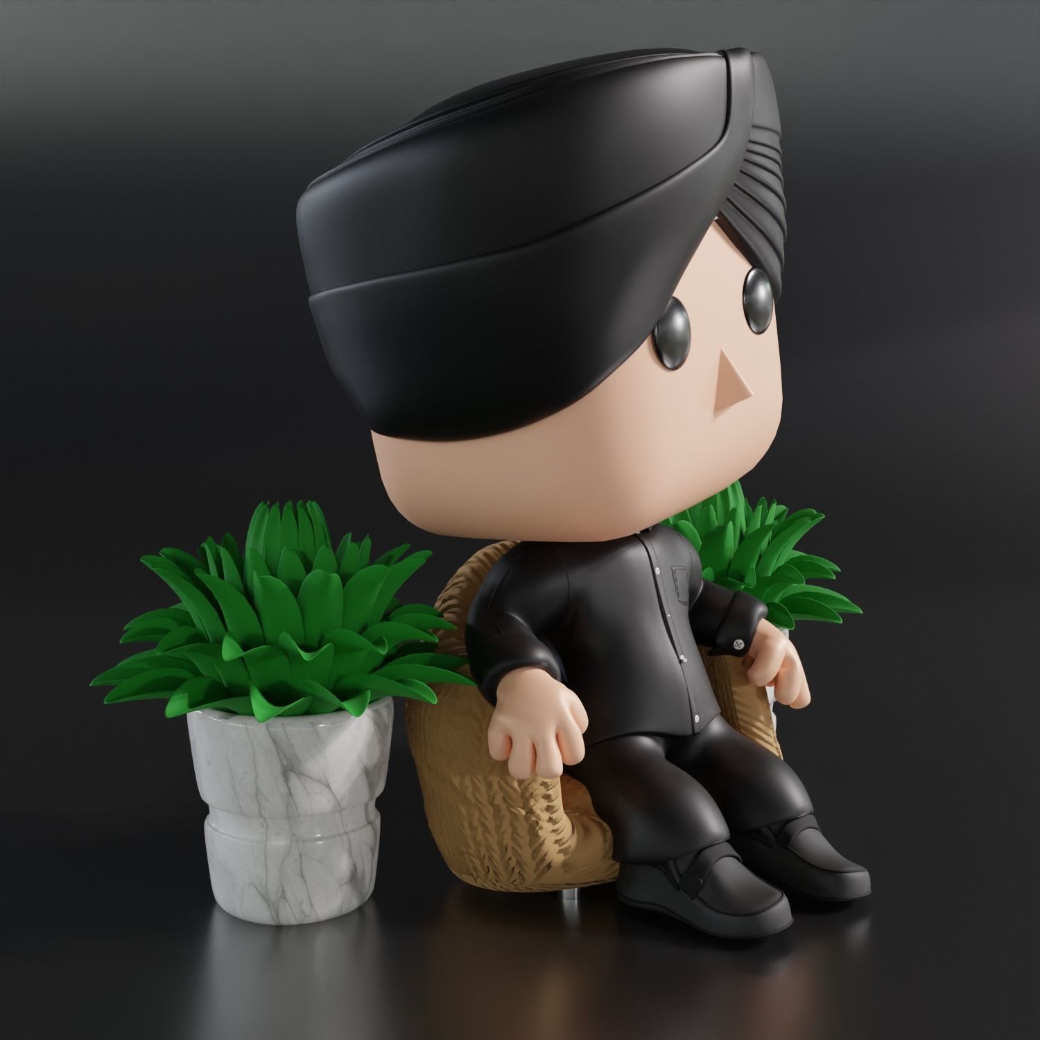 Indian Funkopop  Low-poly 3D model_2