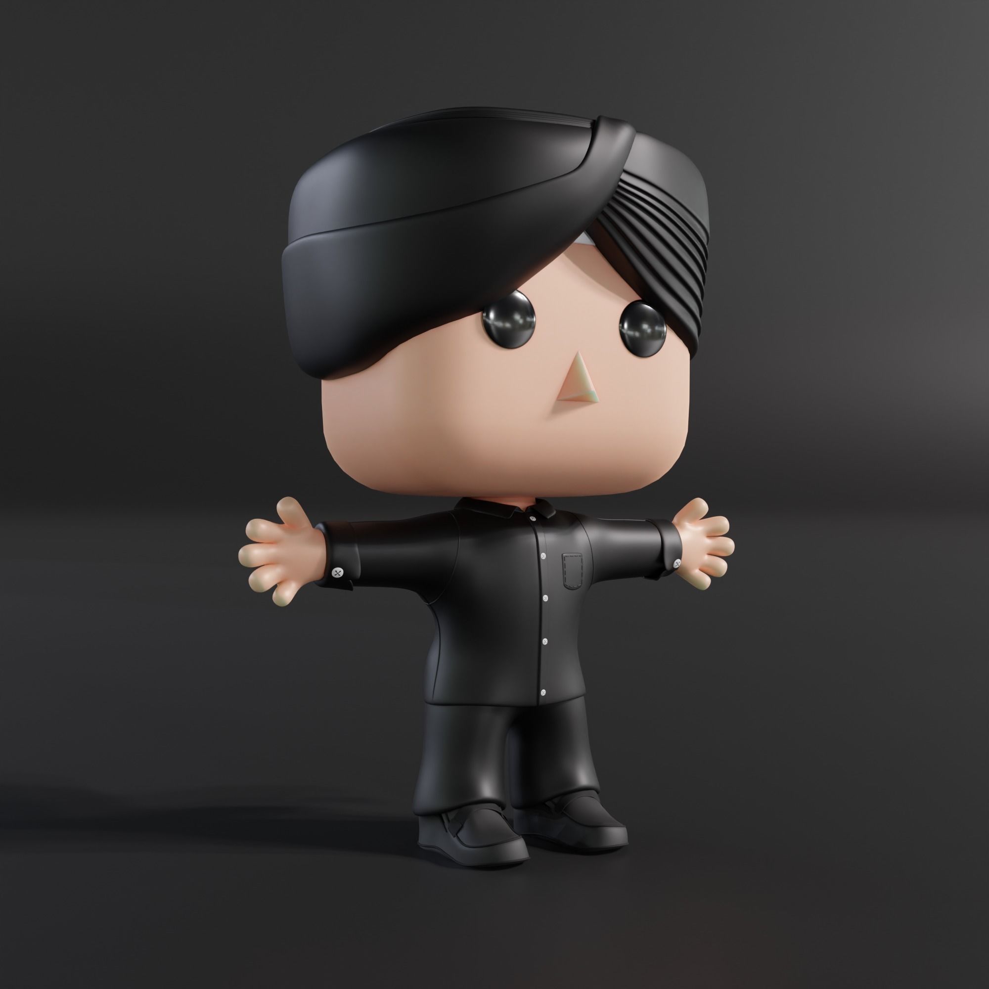 Indian Funkopop  Low-poly 3D model_6
