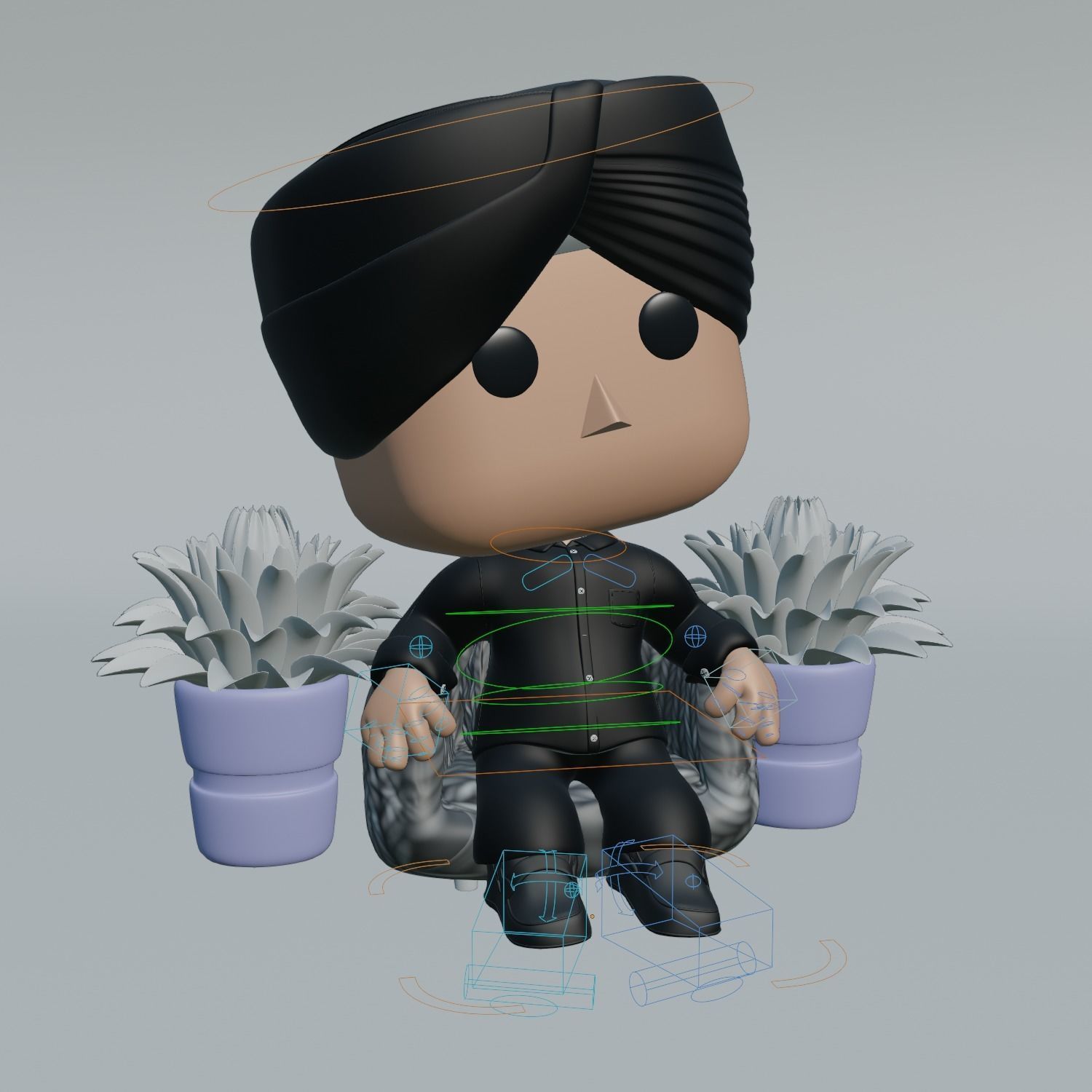 Indian Funkopop  Low-poly 3D model_5