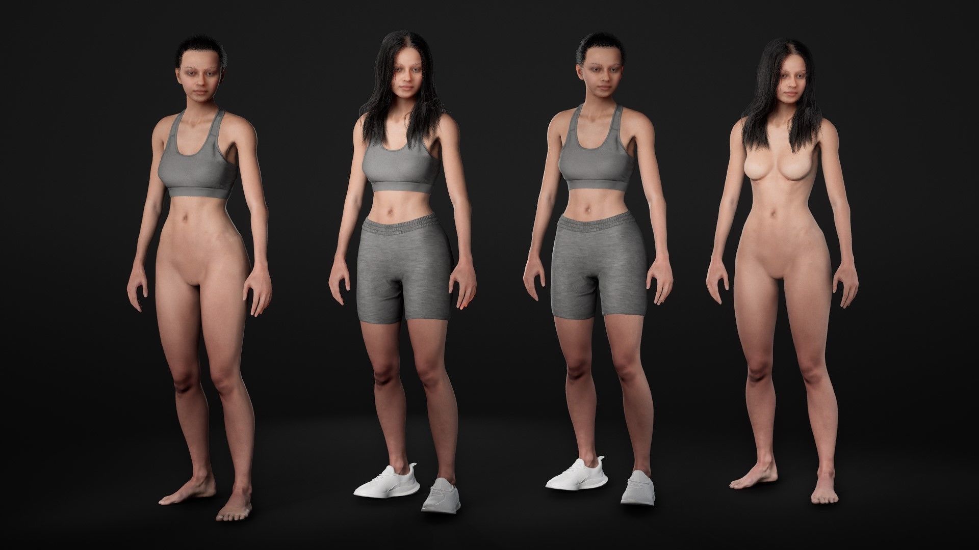 Mens and Womens Sport Suits  - Modular - Rigged 3D Model Collection_23