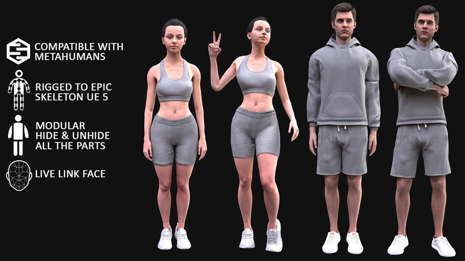 Mens and Womens Sport Suits  - Modular - Rigged 3D Model Collection_5