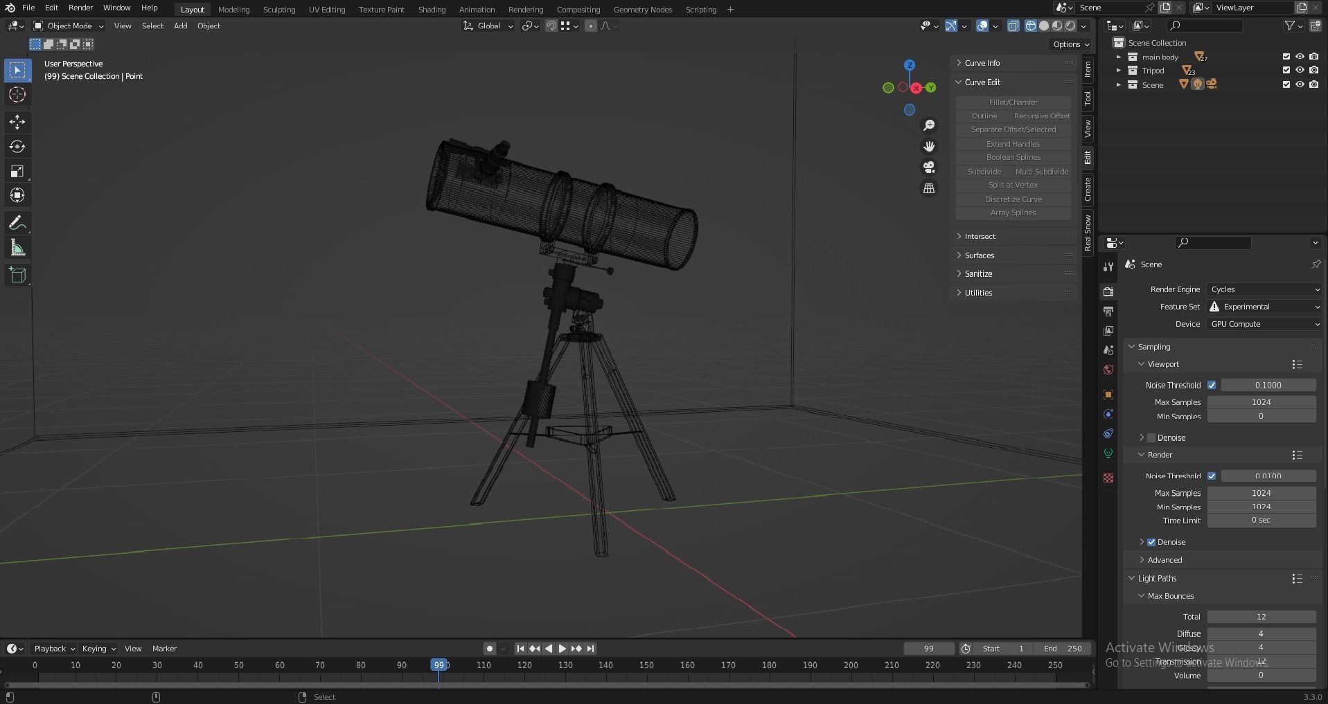 The 3D model of a telescope  Free 3D model_2