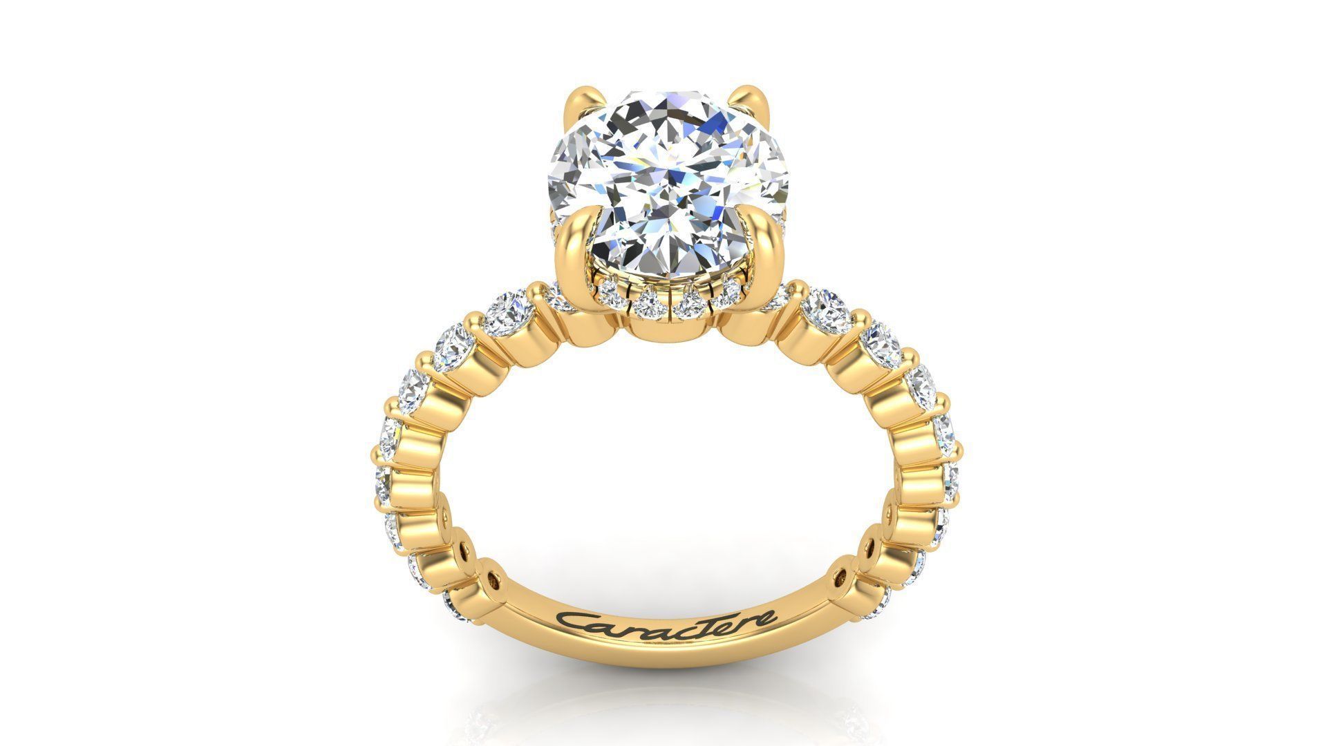 Engagement Ring With Oval Stone 3D print model_1