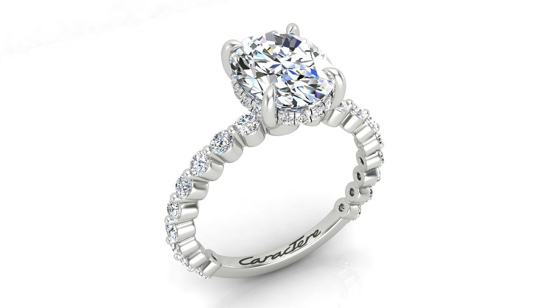 Engagement Ring With Oval Stone 3D print model_4