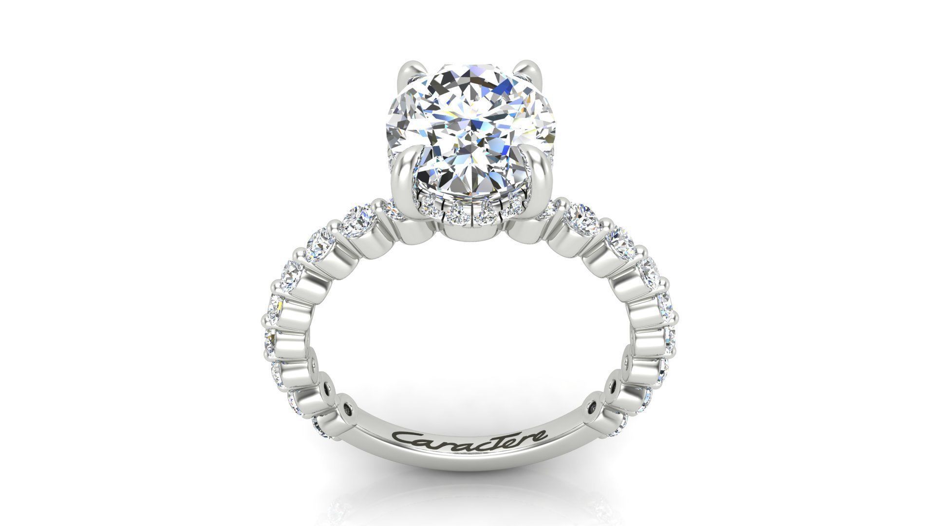 Engagement Ring With Oval Stone 3D print model_5