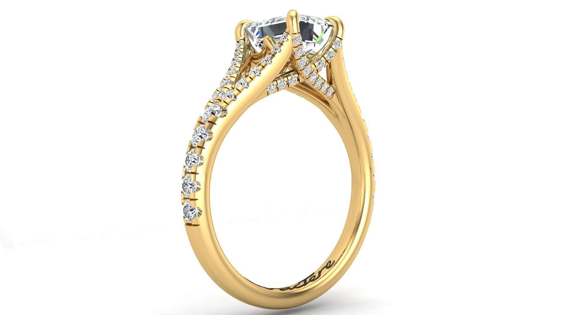 Split Shank Engagement Ring  3D print model_3