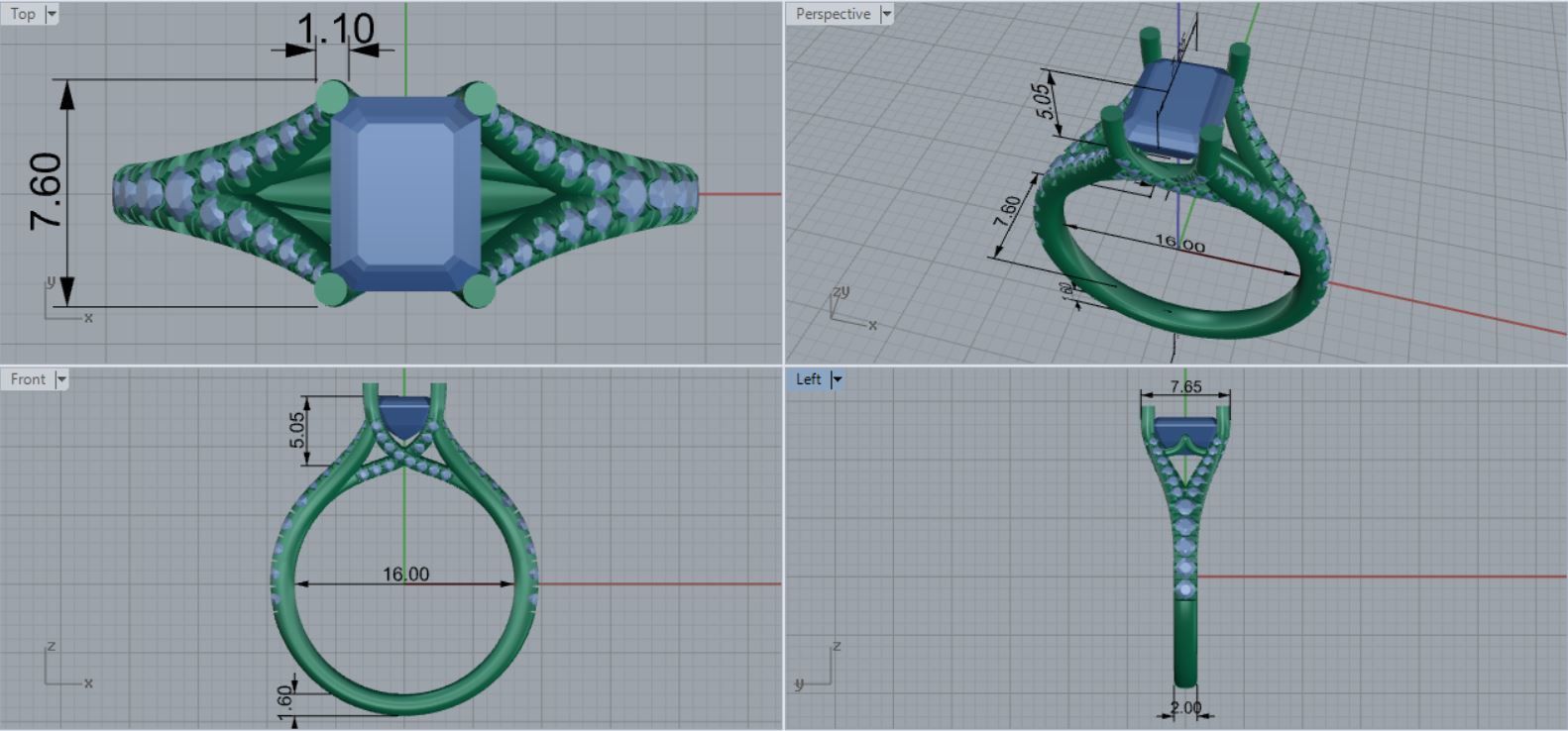 Split Shank Engagement Ring  3D print model_8