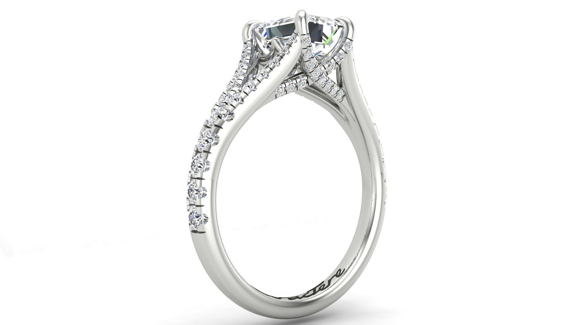 Split Shank Engagement Ring  3D print model_7