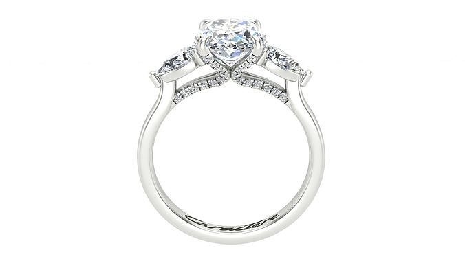 Engagement Ring With Oval Stone 3D print model