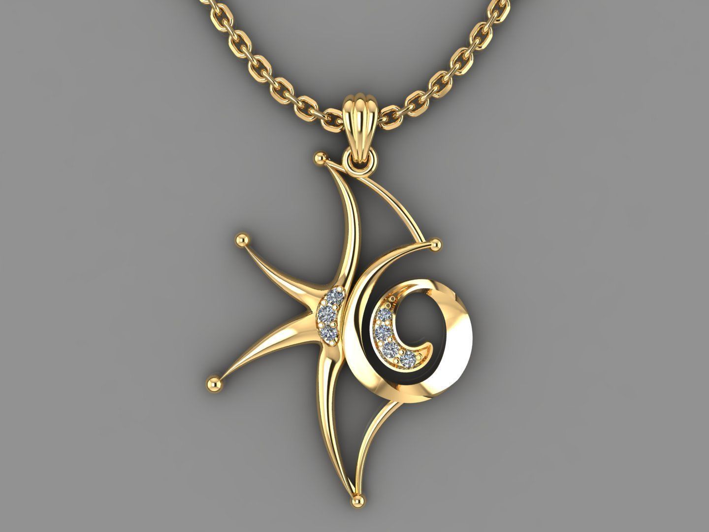 Star Pendant  3D print model_7