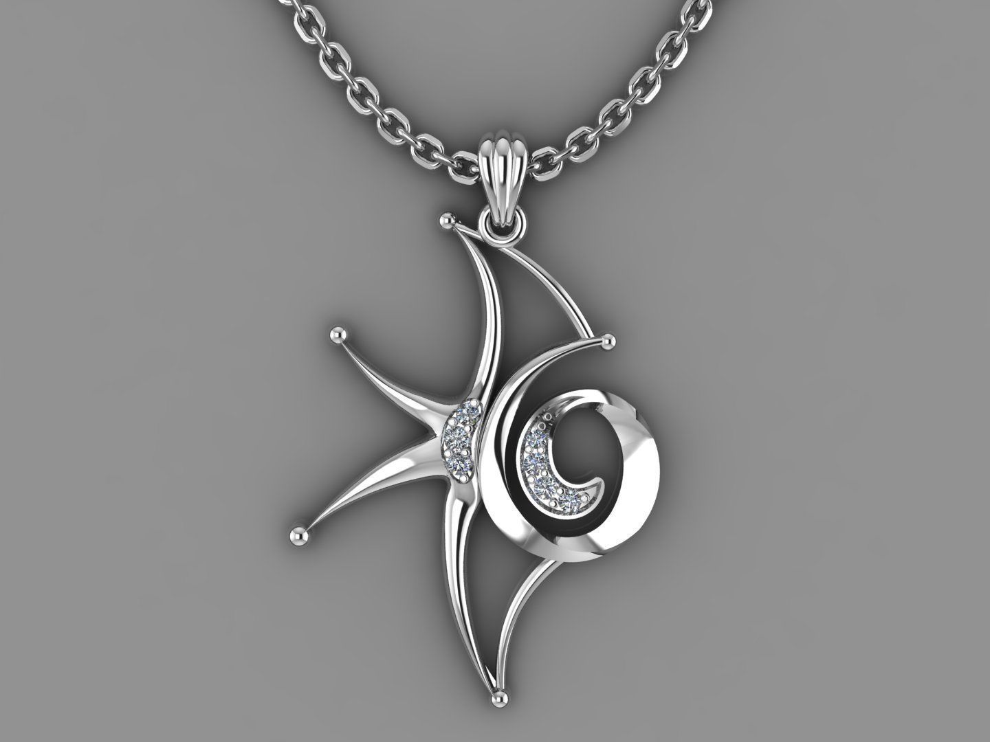 Star Pendant  3D print model_9