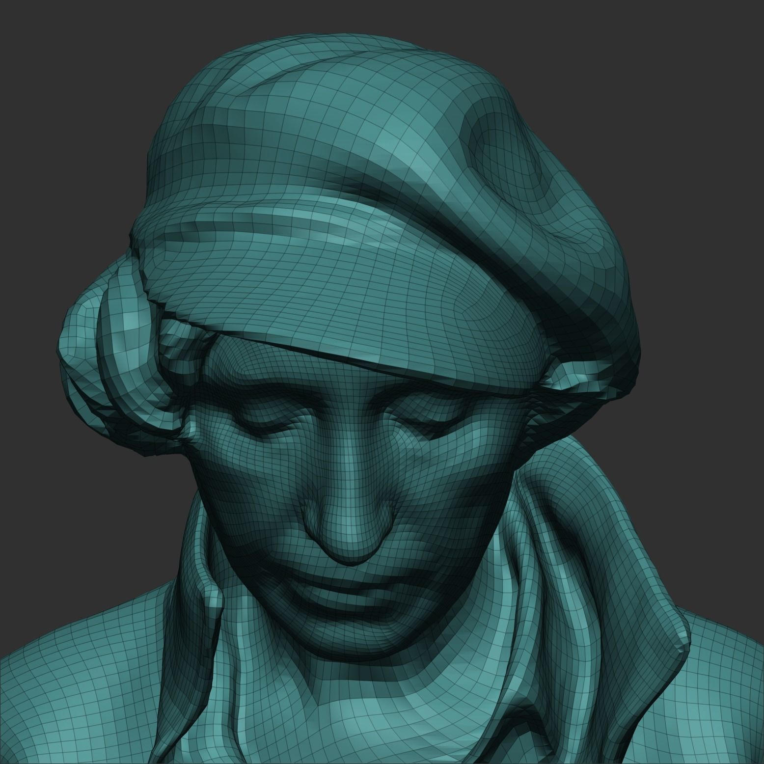 Elegant woman in red beret walking 404 Low-poly 3D model_6