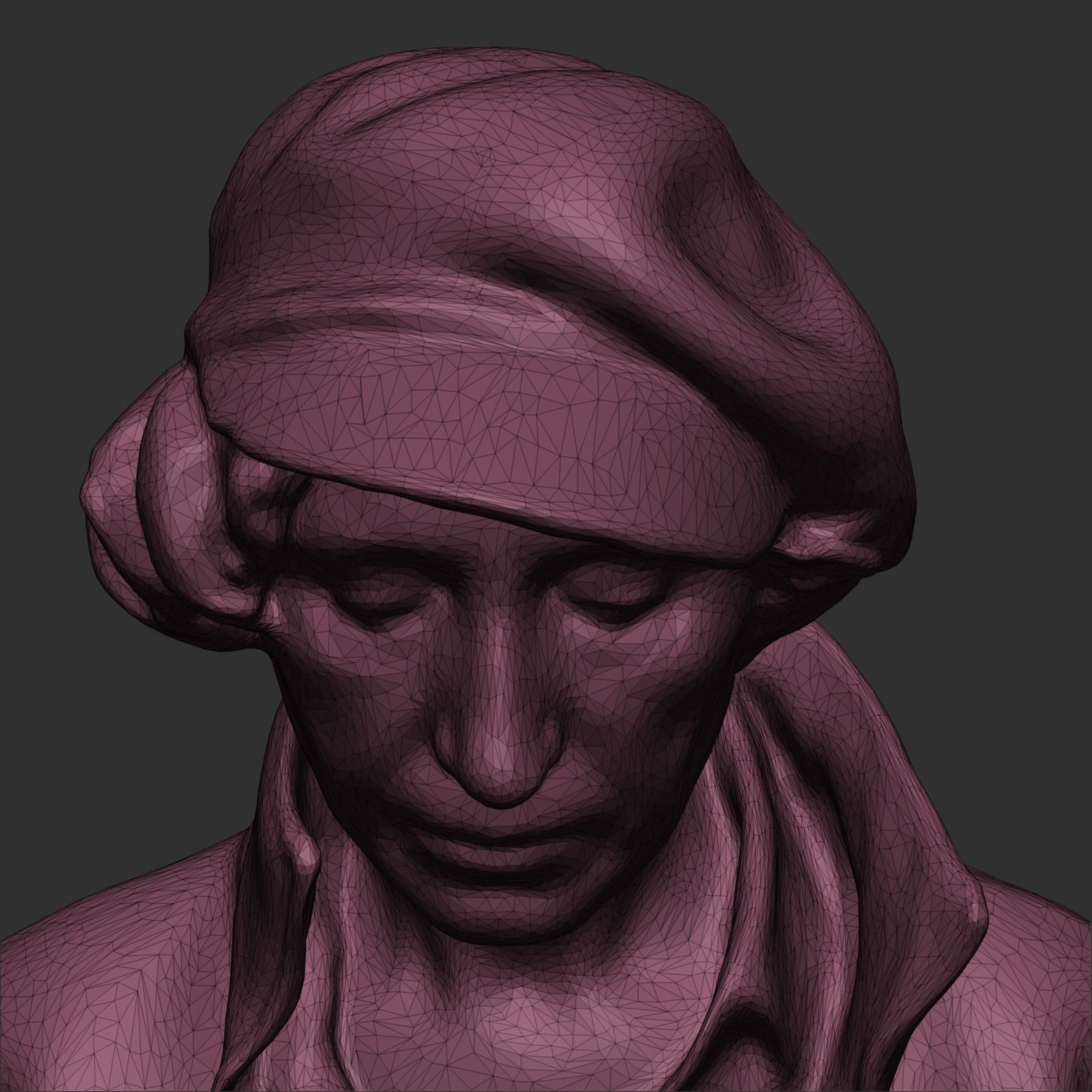 Elegant woman in red beret walking 404 Low-poly 3D model_8