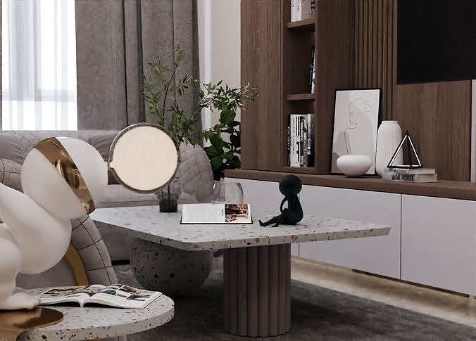 living room hall  3D model 7
