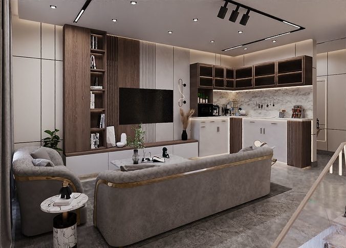 living room hall  3D model 3