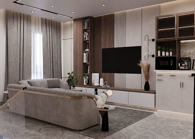 living room hall  3D model 5