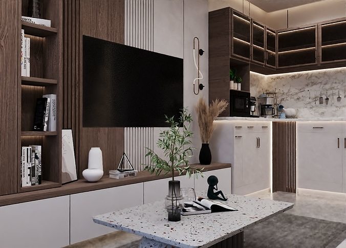 living room hall  3D model 6
