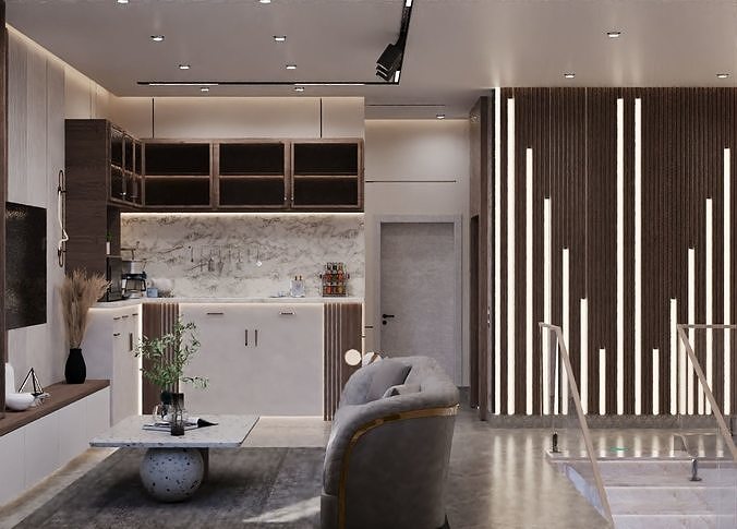 living room hall  3D model 2