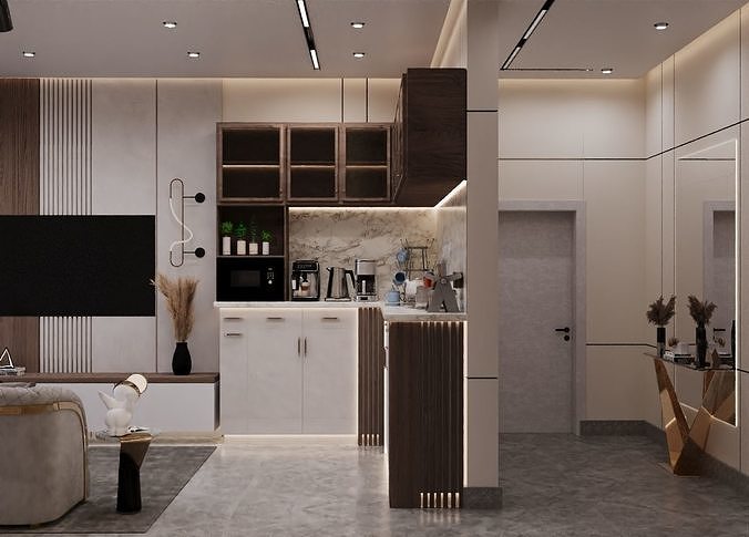living room hall  3D model 4