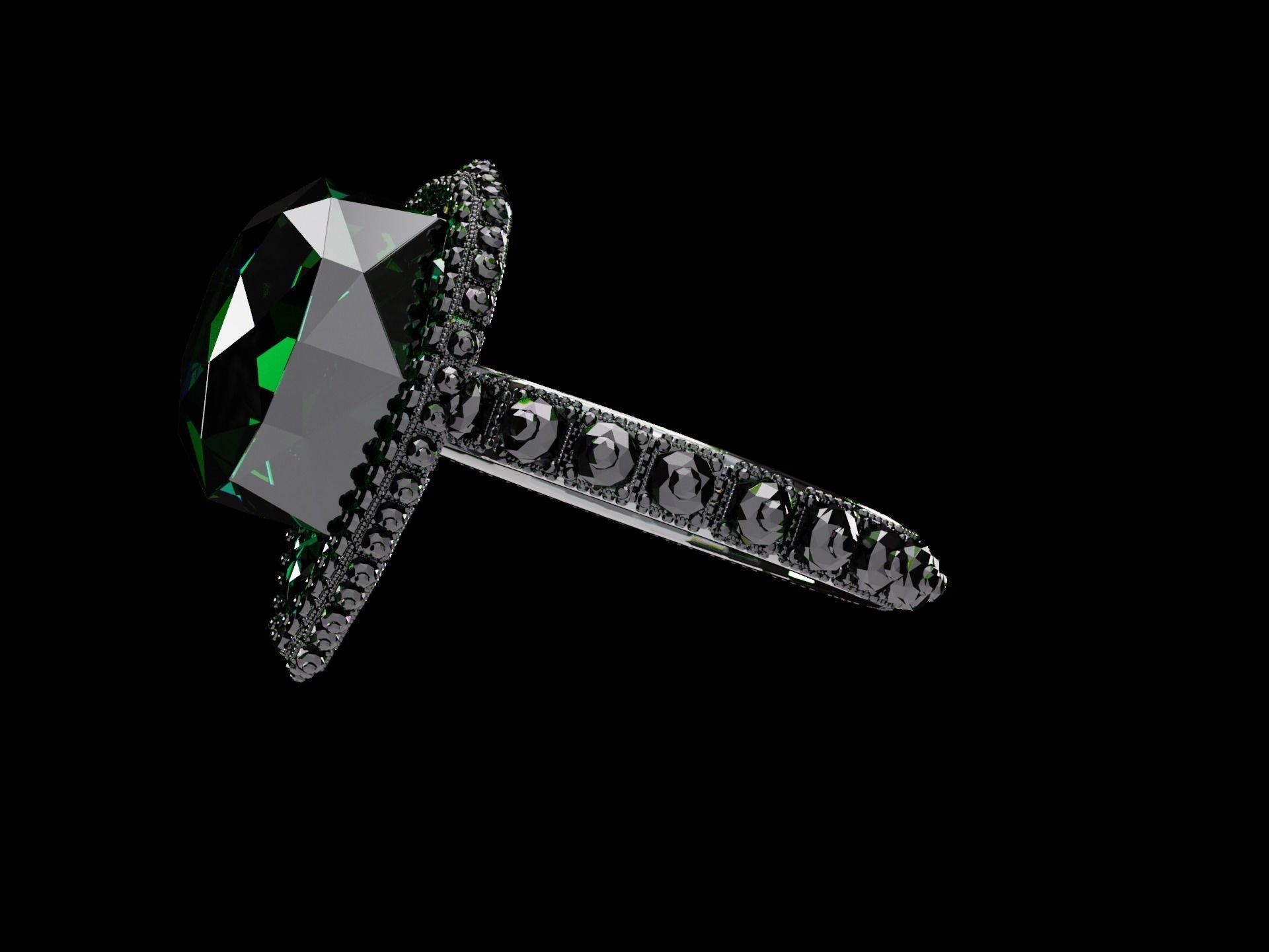 Silver Emerald Ring model 3D model_12