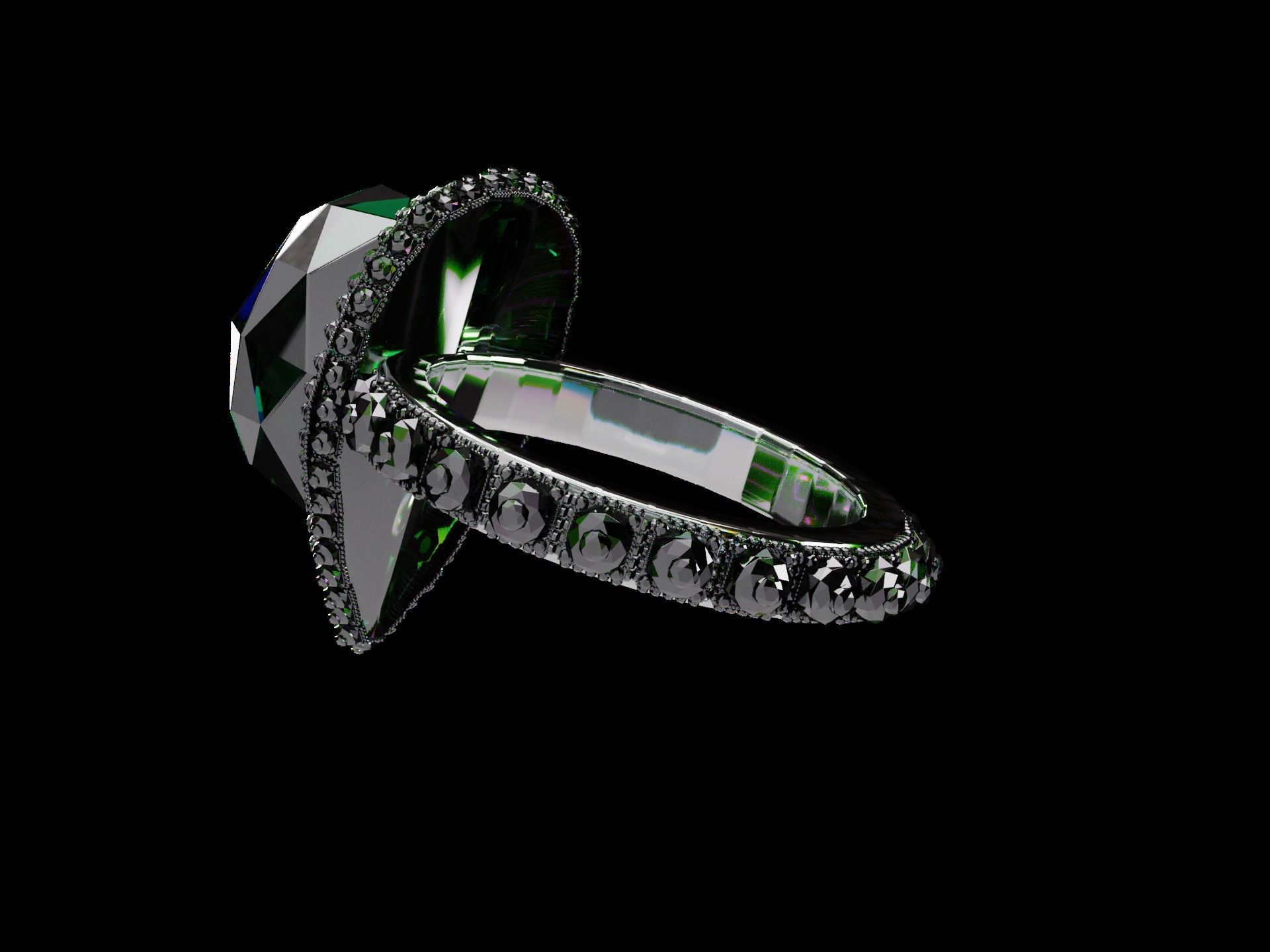 Silver Emerald Ring model 3D model_17