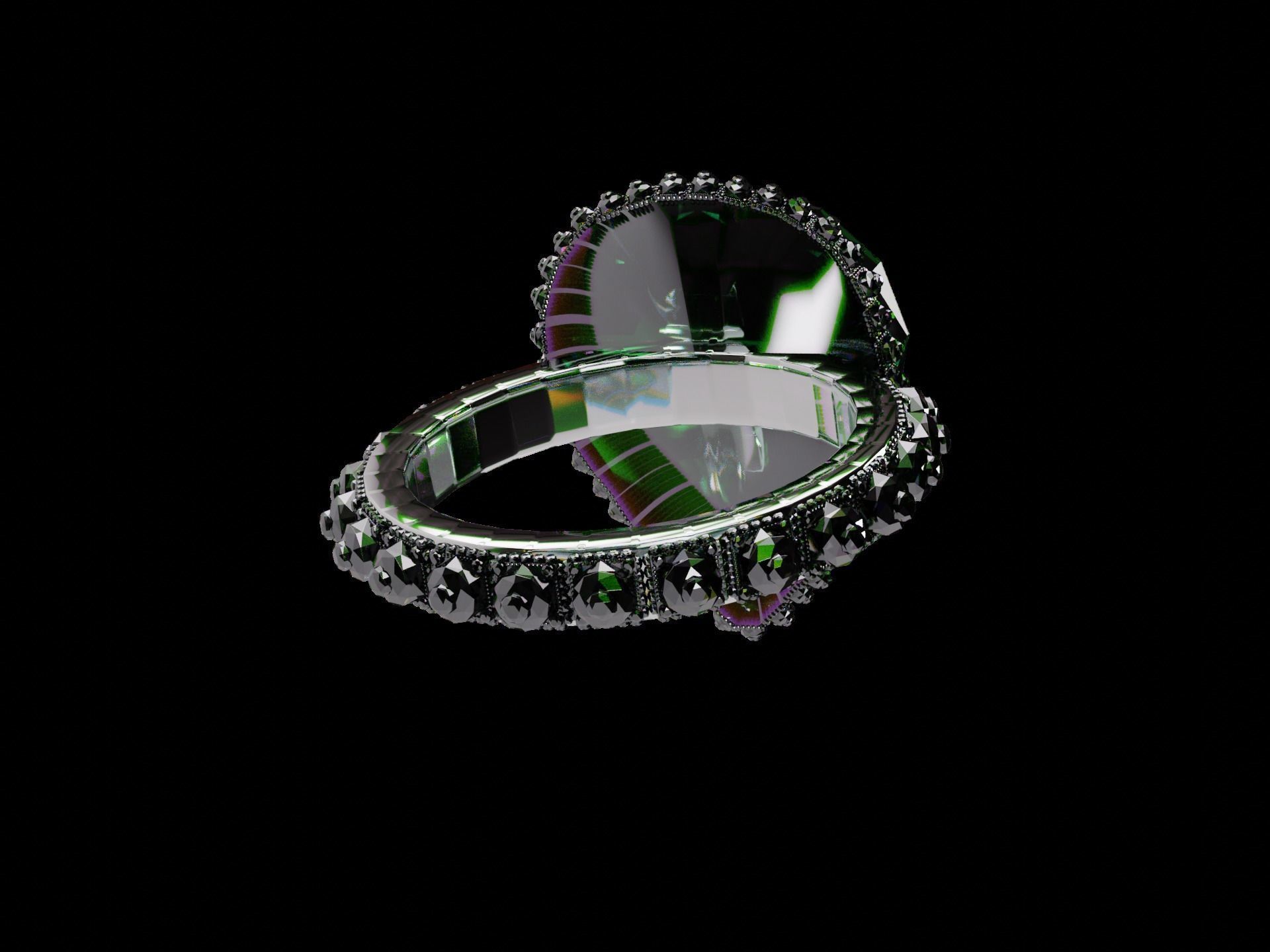 Silver Emerald Ring model 3D model_26