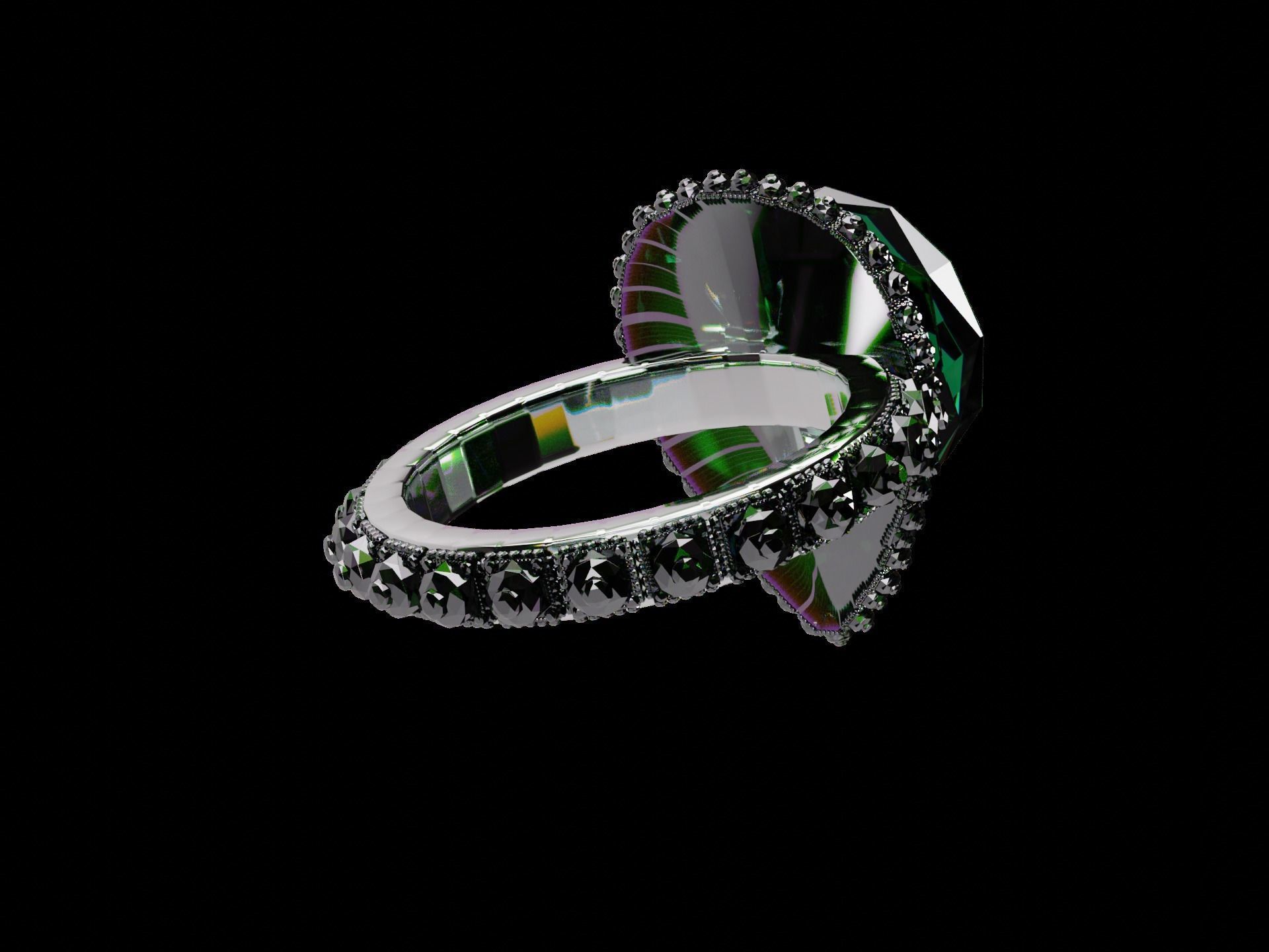 Silver Emerald Ring model 3D model_28