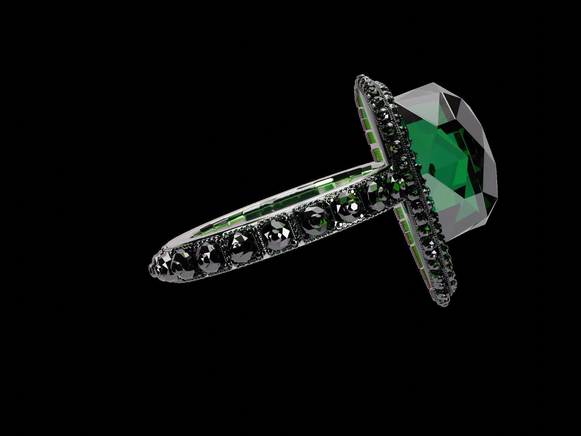 Silver Emerald Ring model 3D model_33