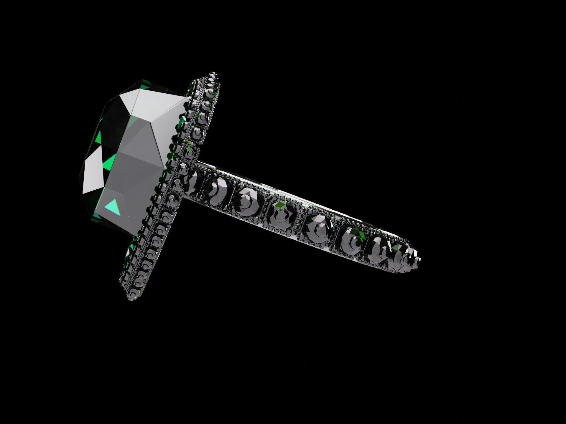 Silver Emerald Ring model 3D model_13