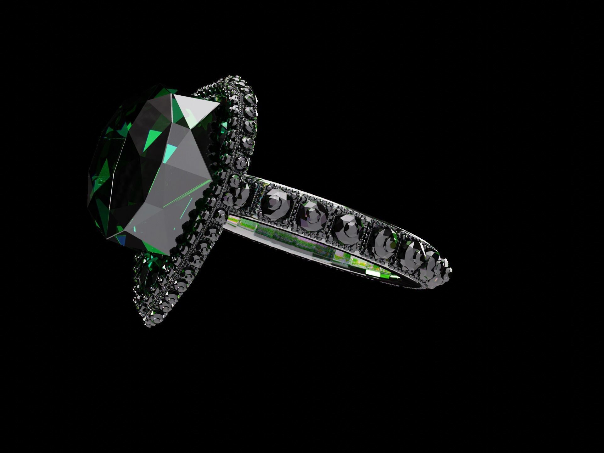 Silver Emerald Ring model 3D model_11