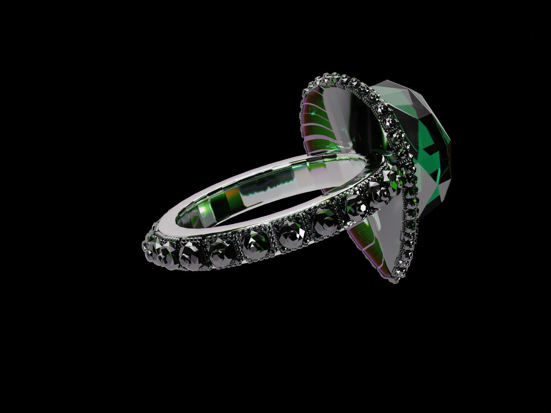 Silver Emerald Ring model 3D model_30