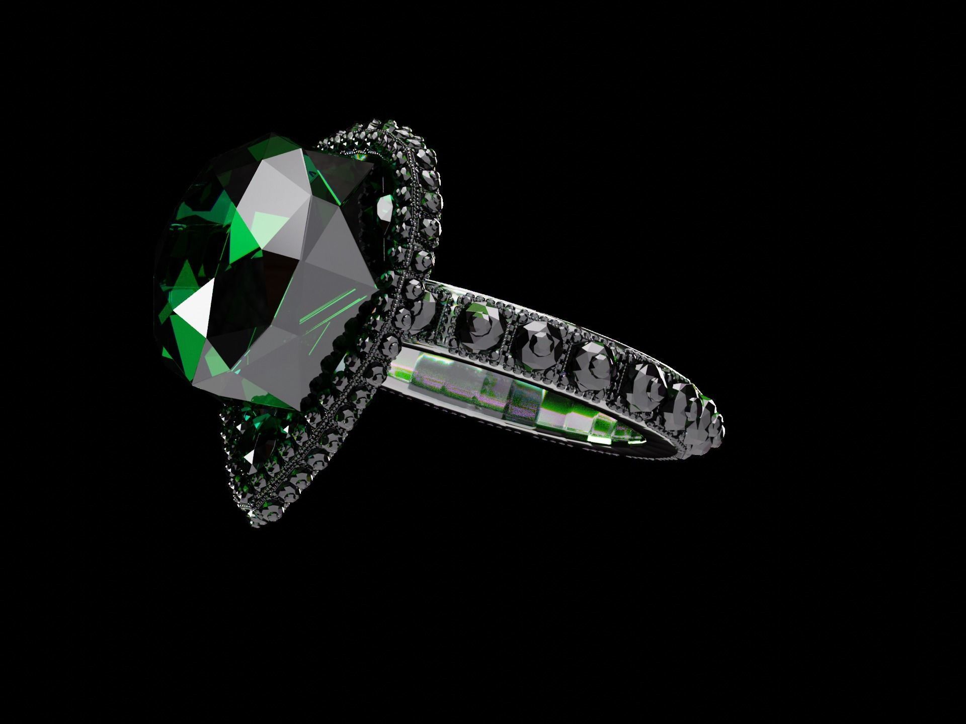 Silver Emerald Ring model 3D model_10