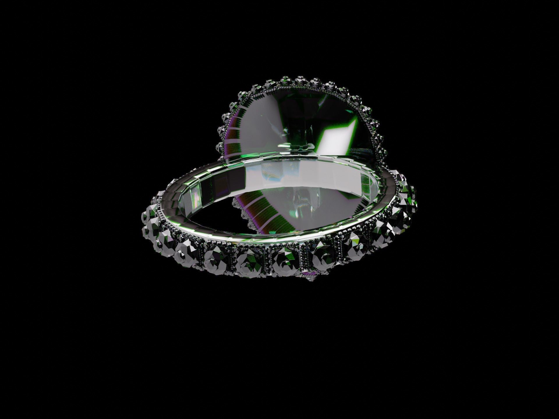 Silver Emerald Ring model 3D model_25
