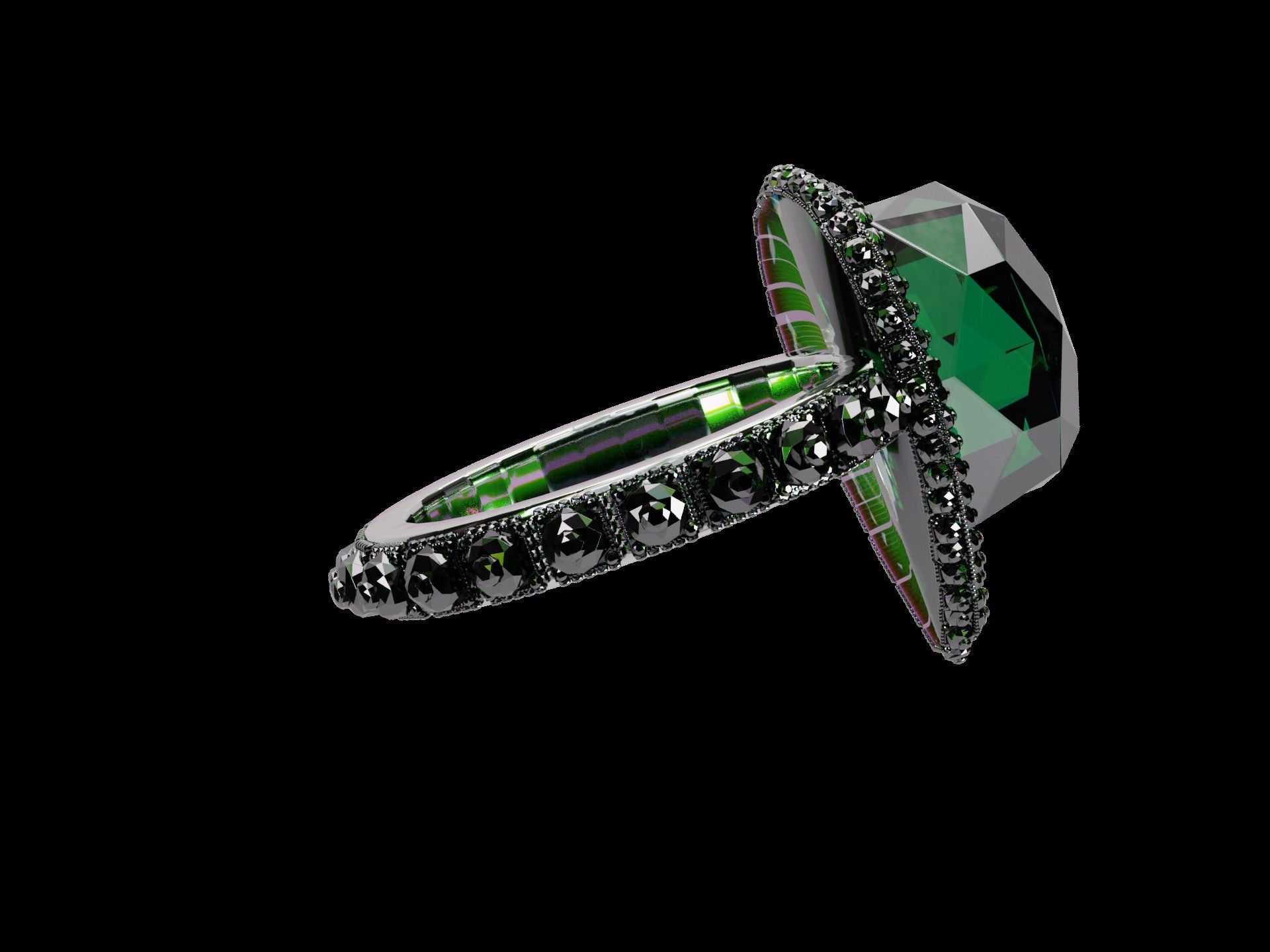 Silver Emerald Ring model 3D model_32