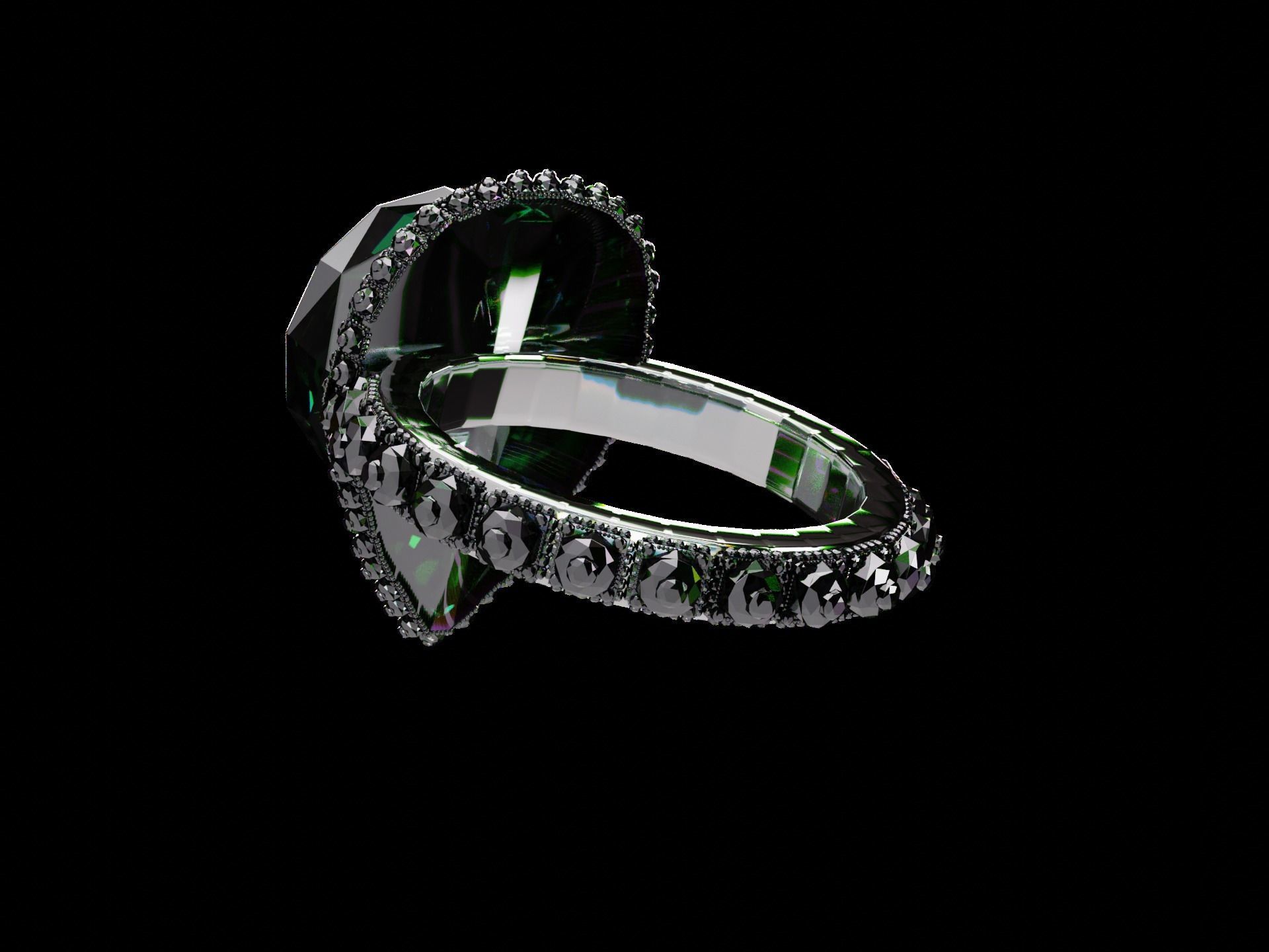 Silver Emerald Ring model 3D model_19