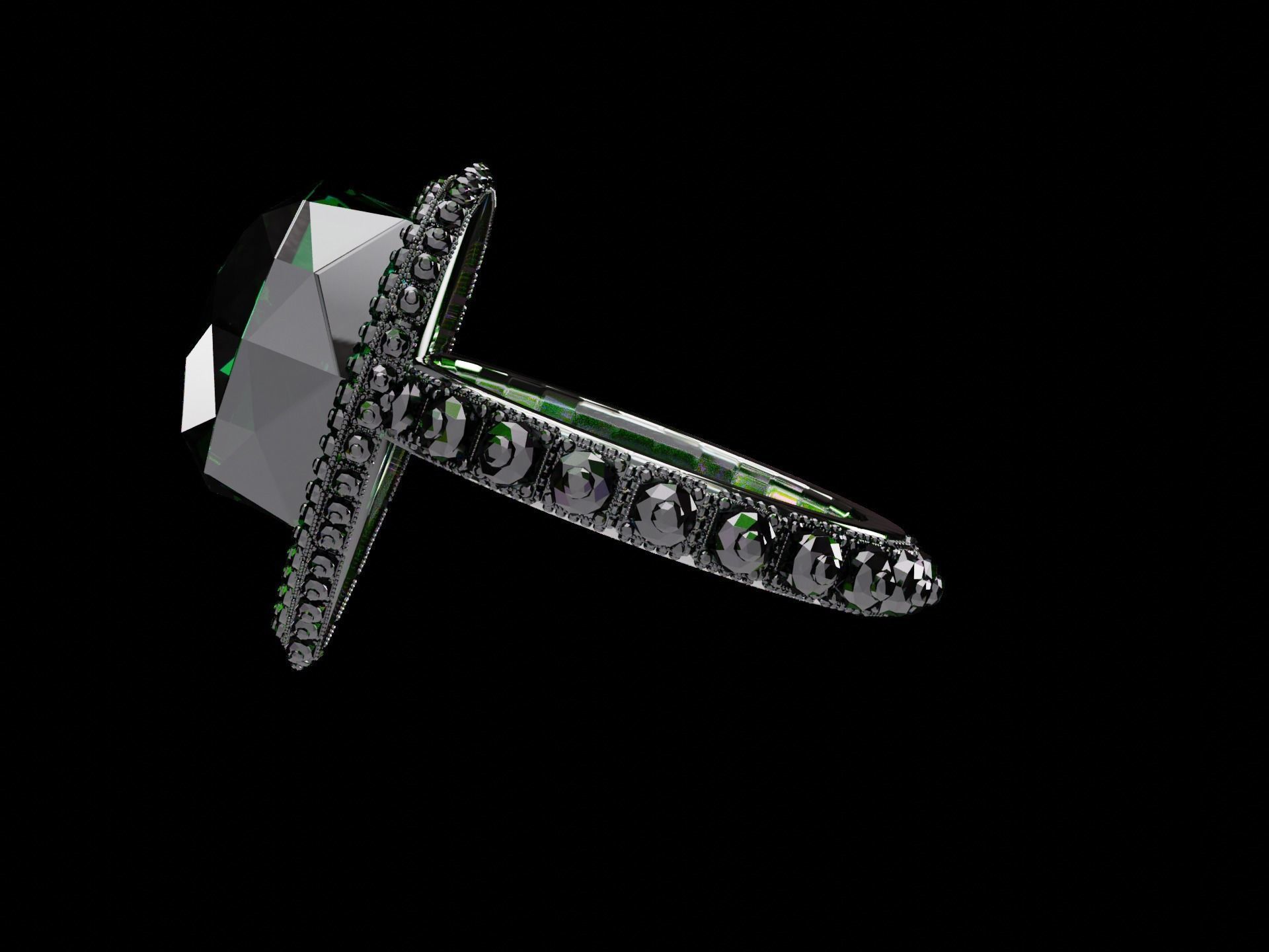 Silver Emerald Ring model 3D model_14