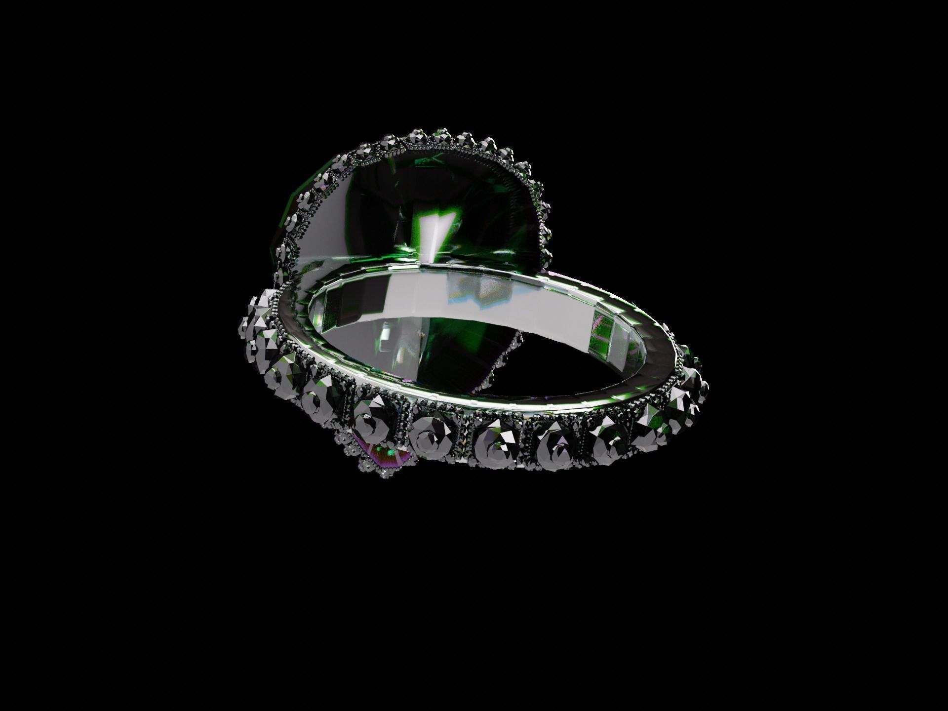 Silver Emerald Ring model 3D model_21