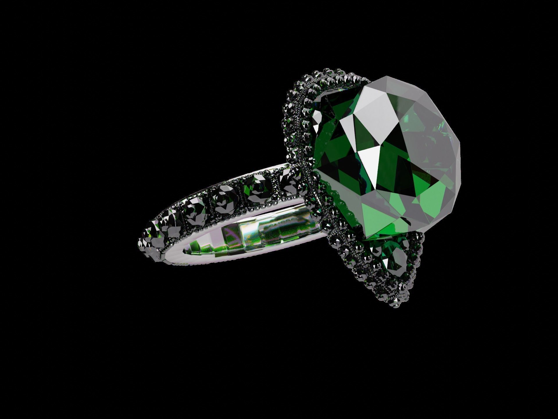 Silver Emerald Ring model 3D model_38