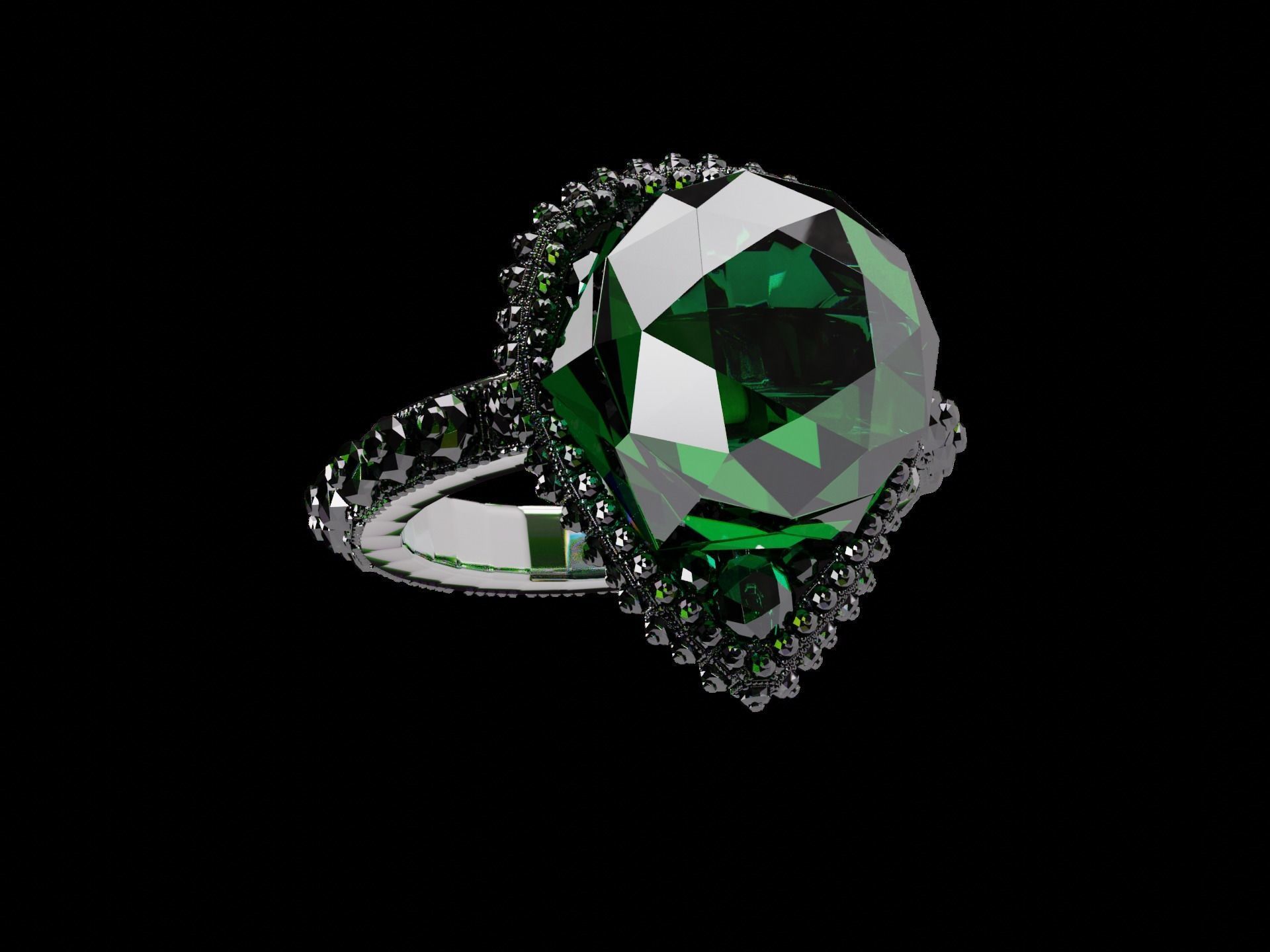 Silver Emerald Ring model 3D model_41