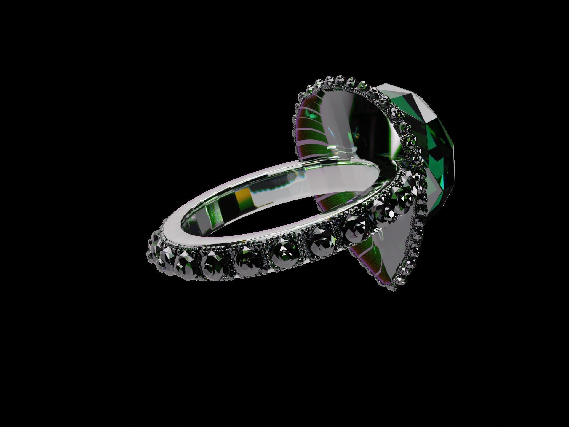 Silver Emerald Ring model 3D model_29