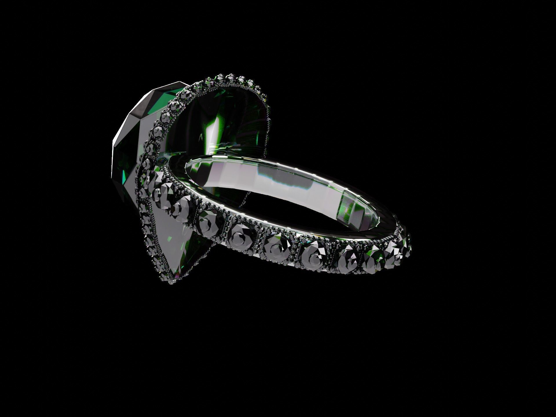 Silver Emerald Ring model 3D model_18