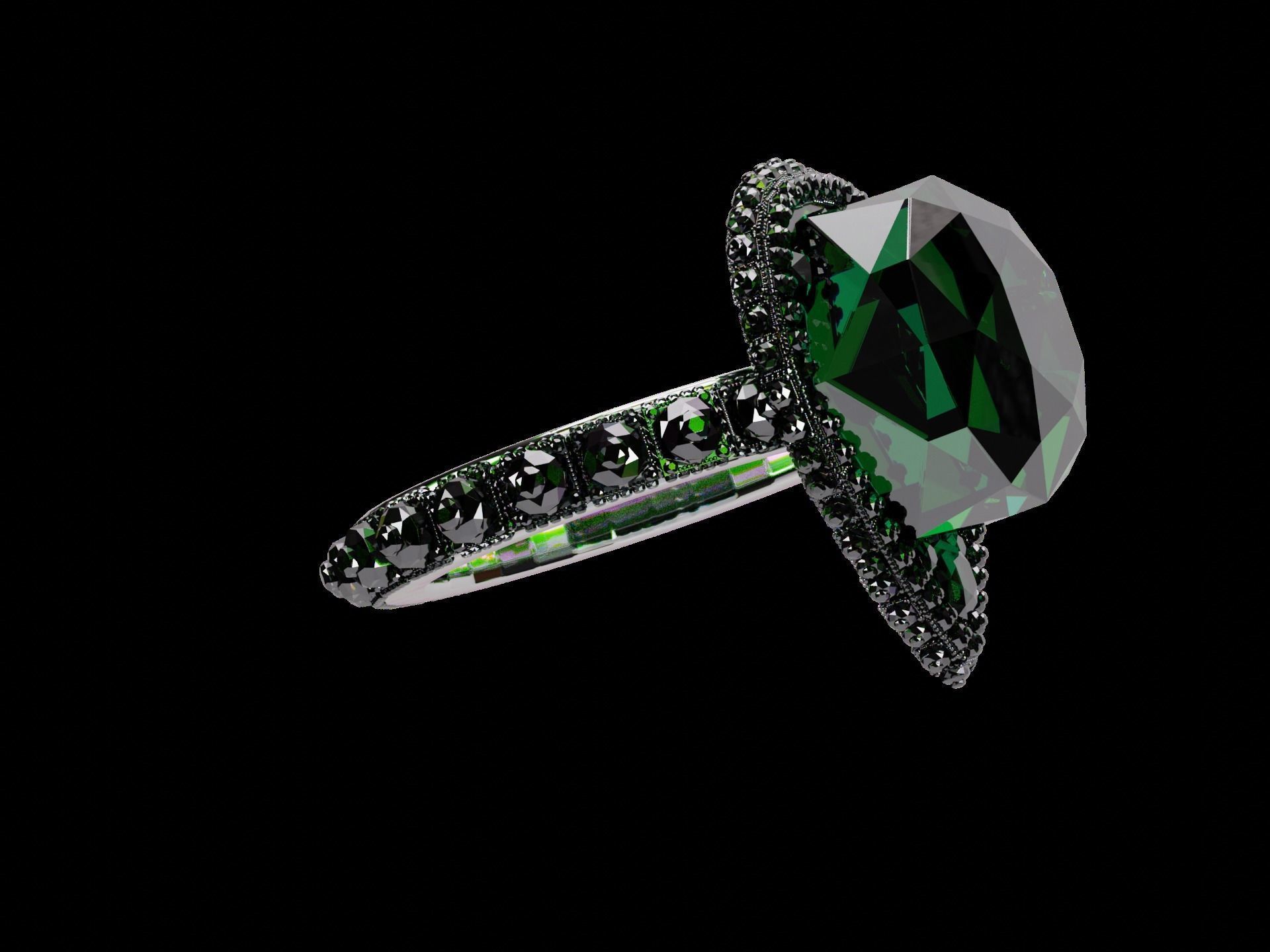 Silver Emerald Ring model 3D model_36