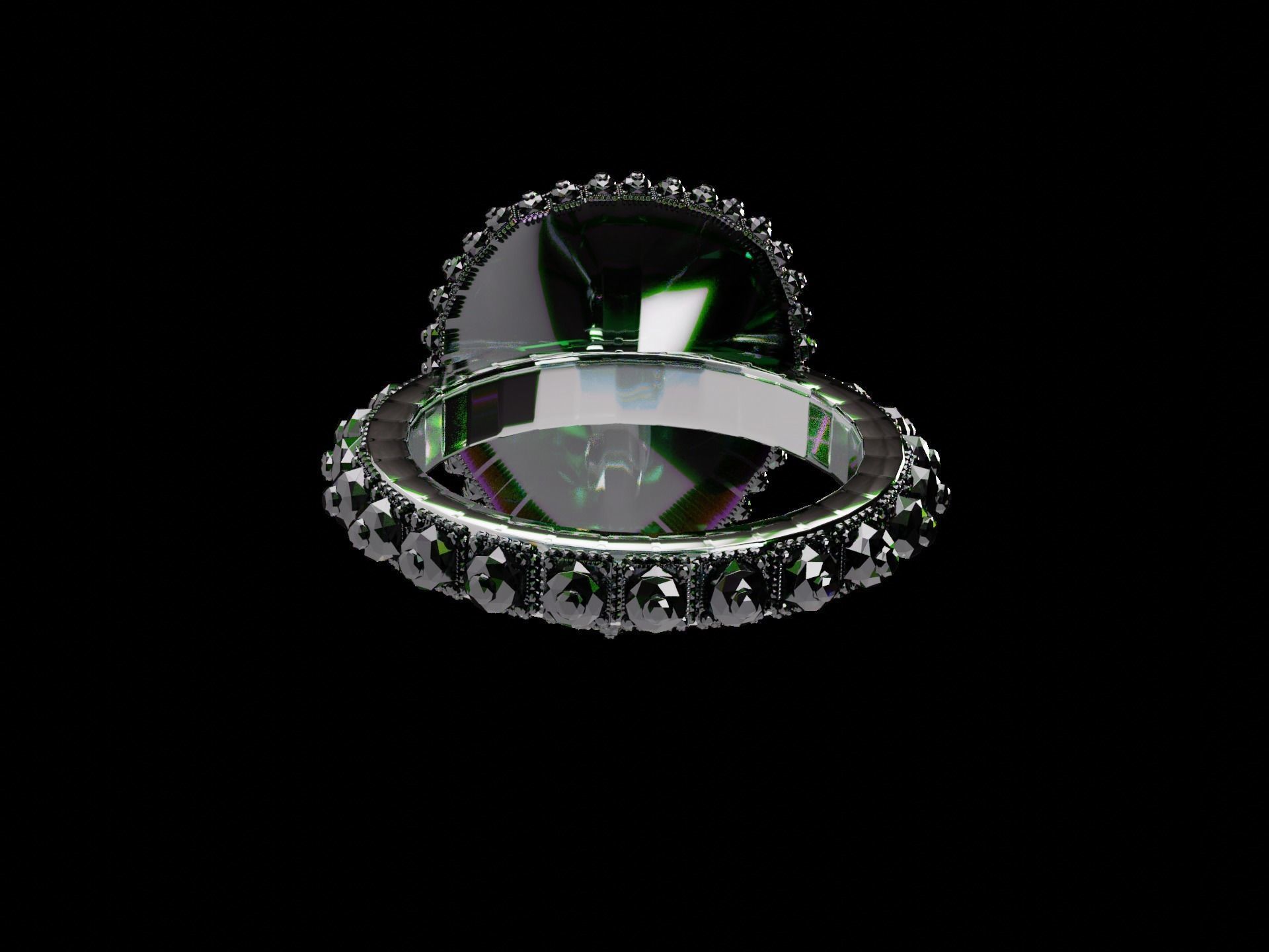Silver Emerald Ring model 3D model_23