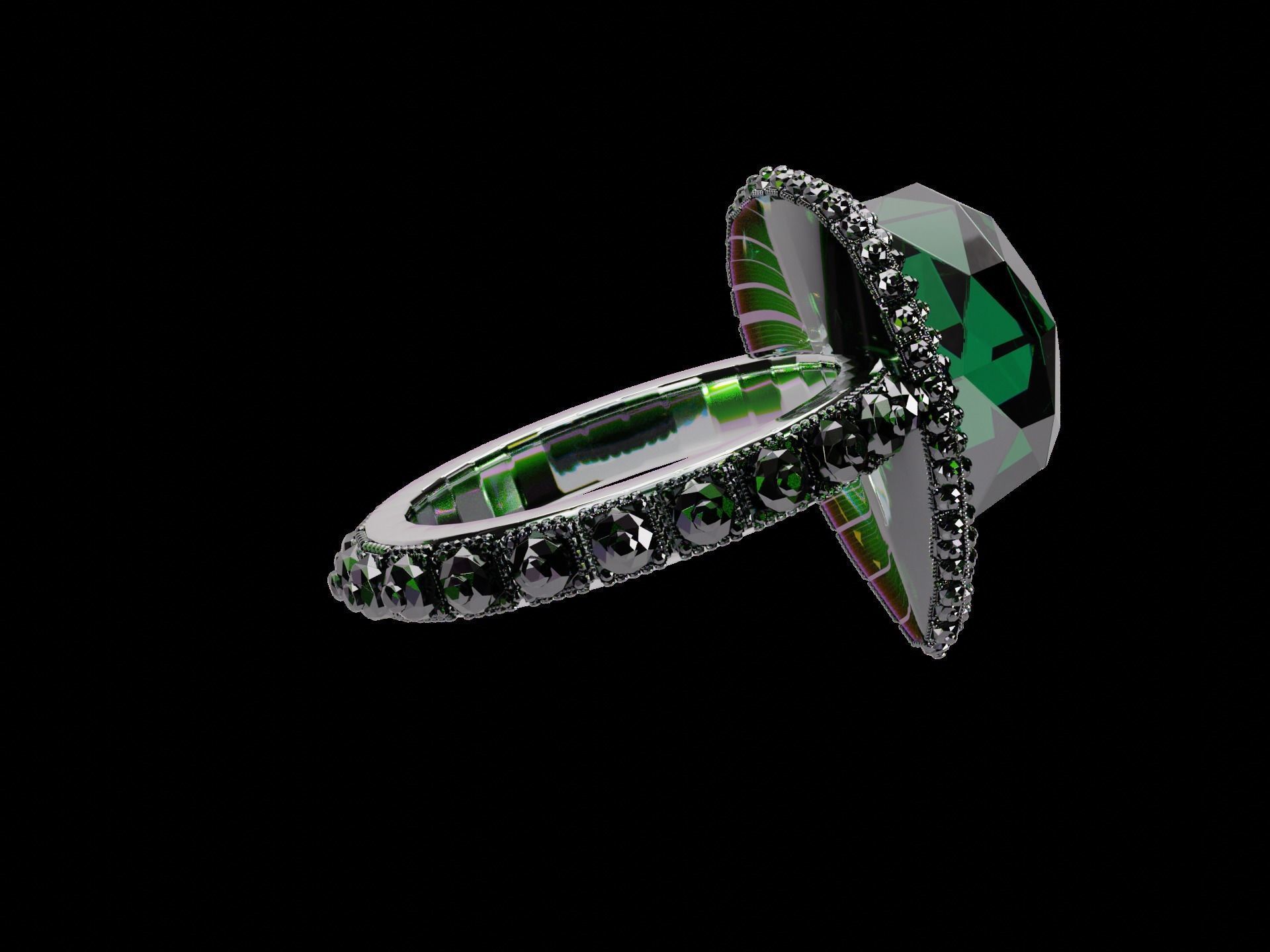 Silver Emerald Ring model 3D model_31