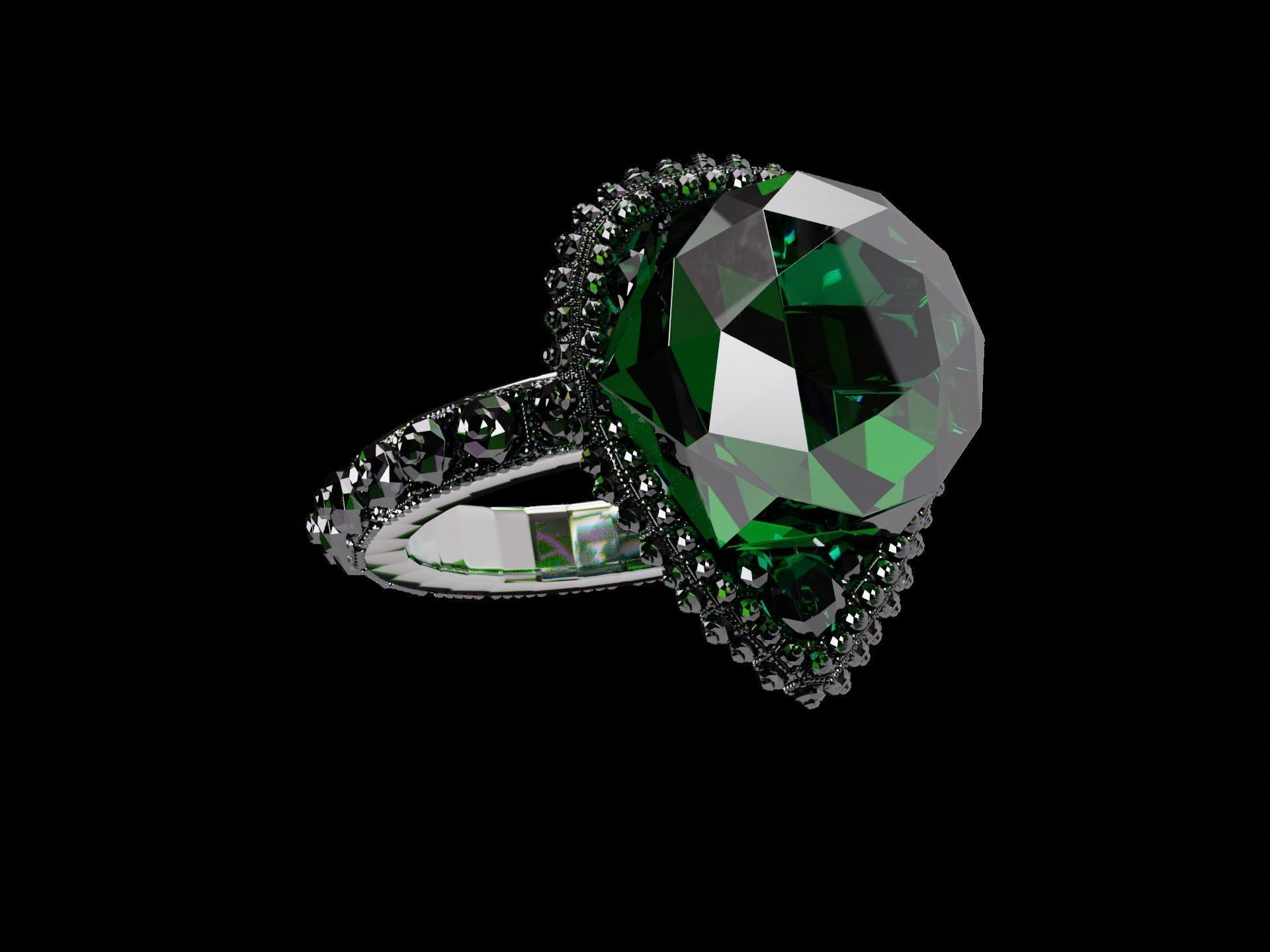 Silver Emerald Ring model 3D model_40