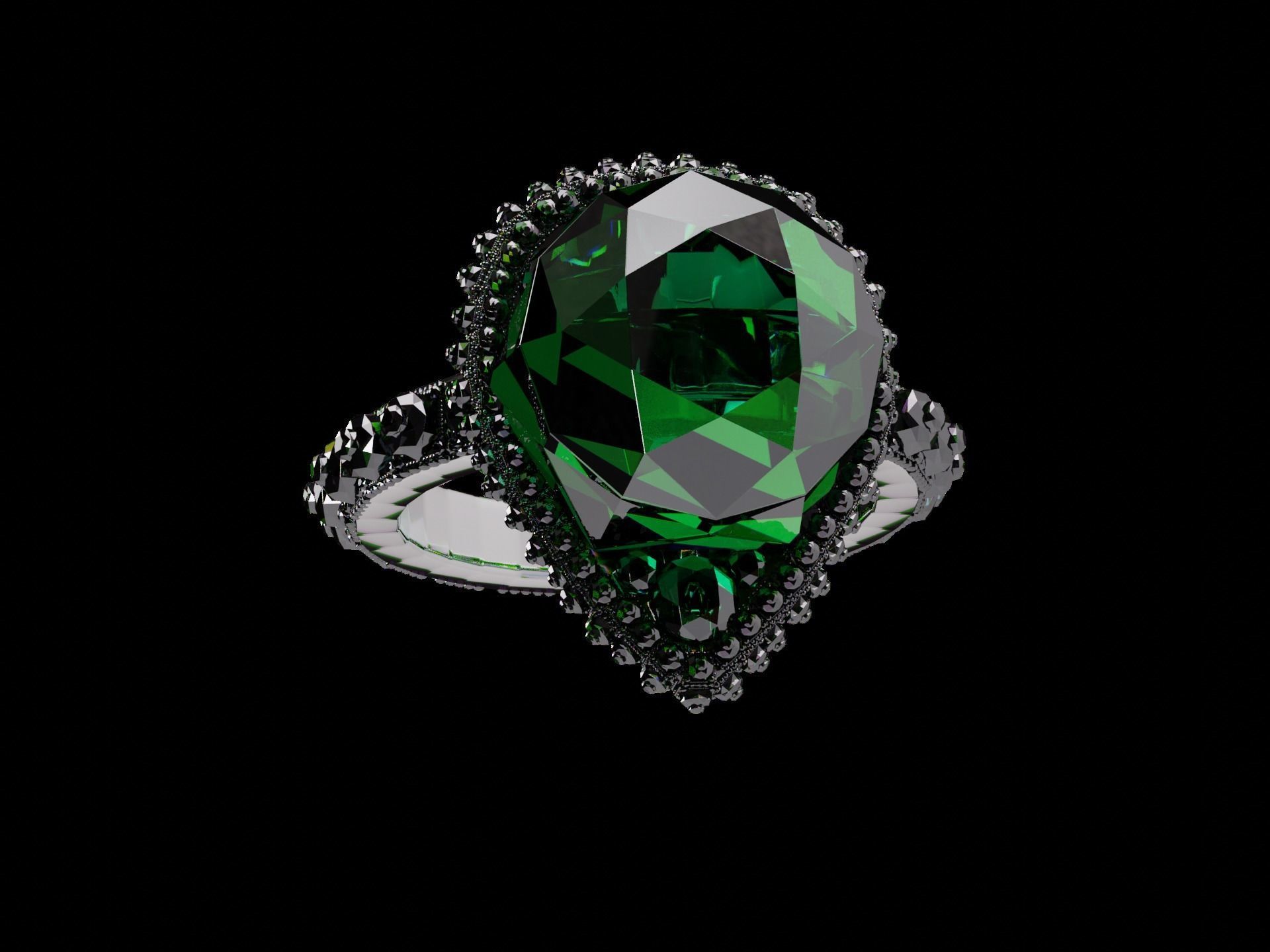 Silver Emerald Ring model 3D model_42