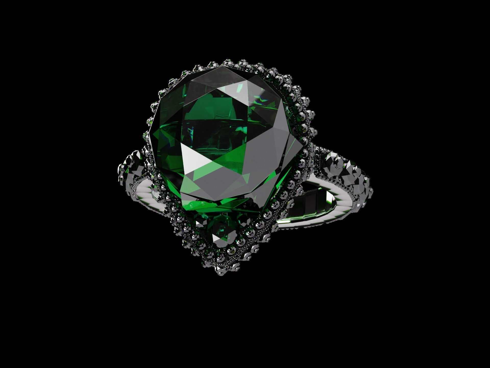 Silver Emerald Ring model 3D model_5