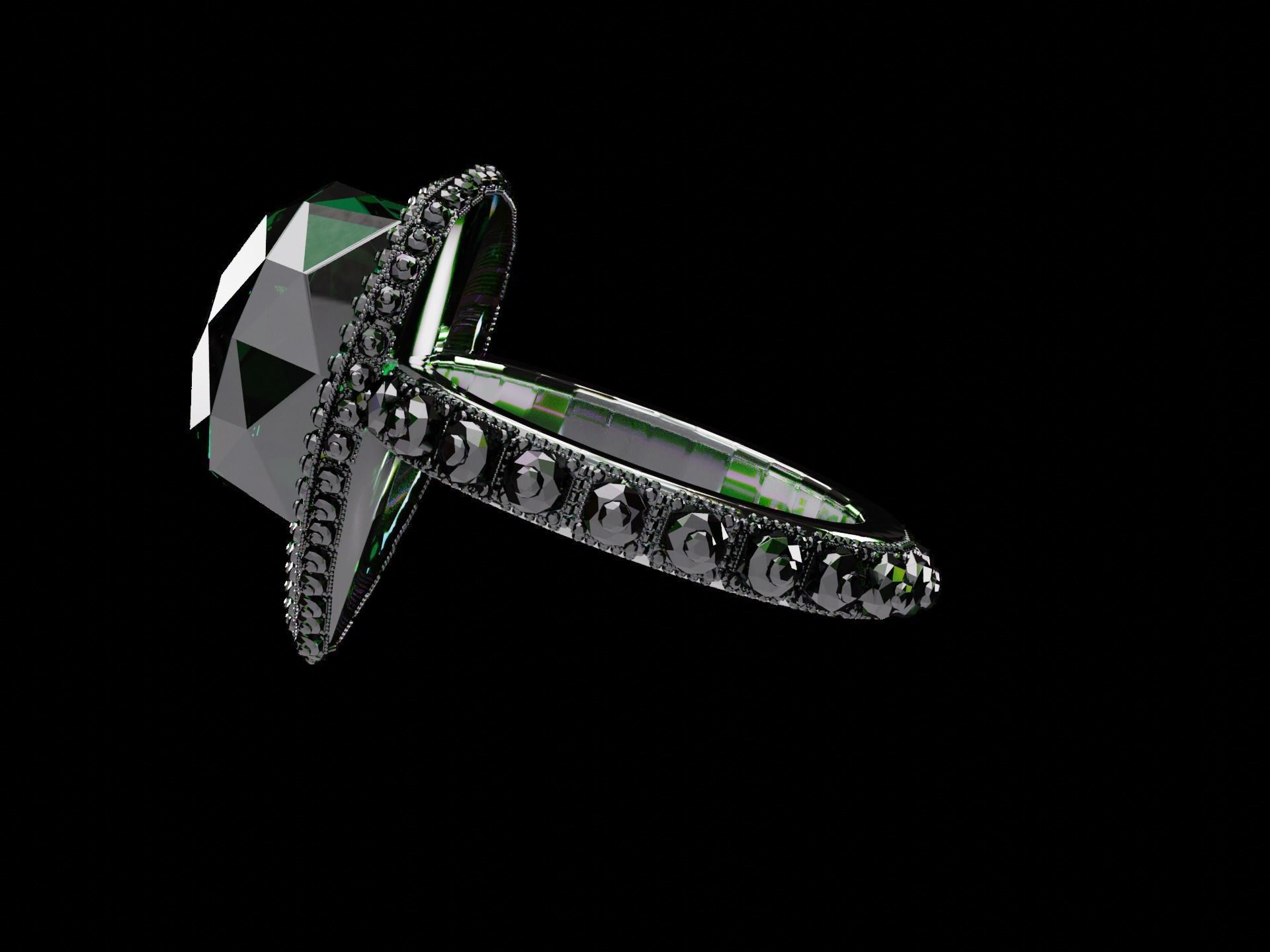 Silver Emerald Ring model 3D model_15